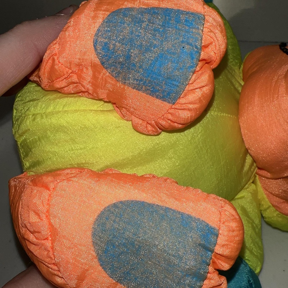 1990 Stuffins Lumpy's Gang Yellow Neon Duck Stuffed Animal Nylon Plush 10" - Picture 8 of 10